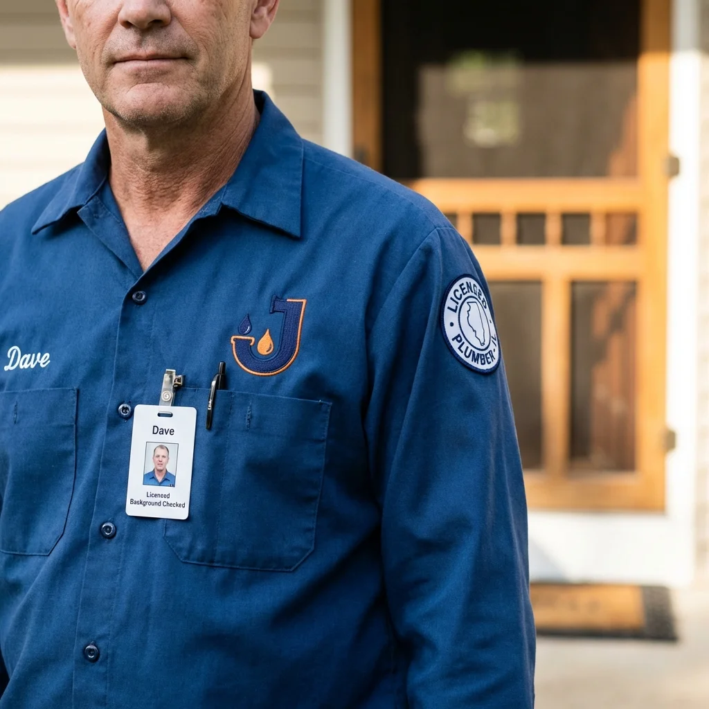Licensed plumber showing ID badge in District Heights, MD