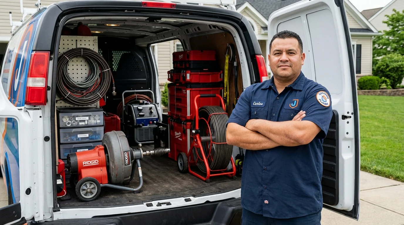 Professional drain cleaning equipment and Johns Plumbing LLC plumber in District Heights