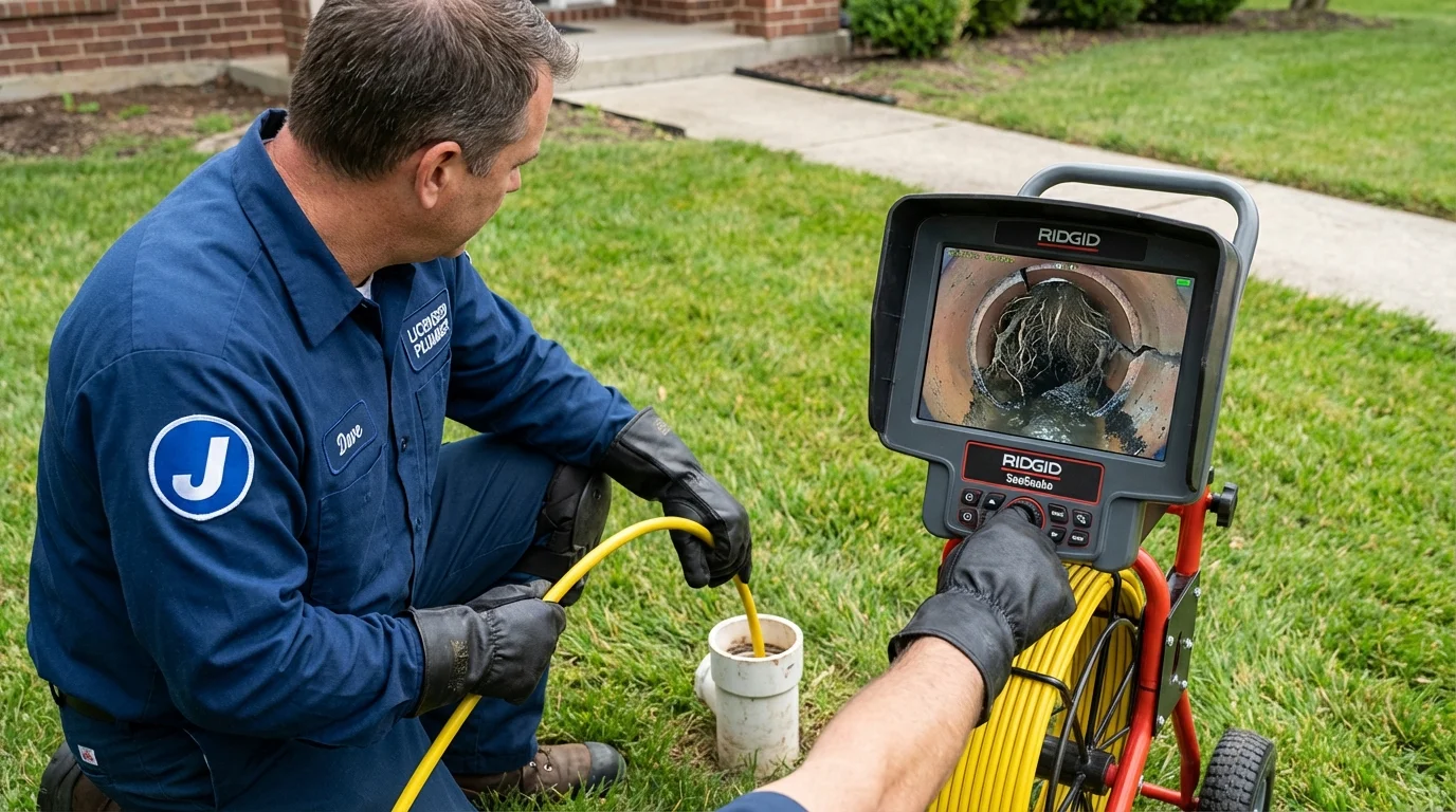 Sewer camera inspection being performed by Johns Plumbing LLC in District Heights